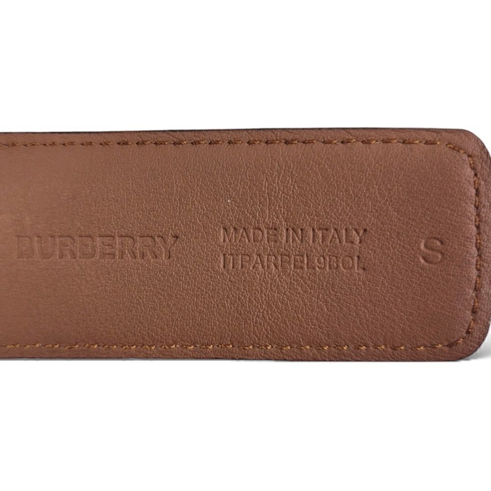 Burberry Gold-Tone TB Logo Buckle Reversible Black/Brown Leather Belt (SMALL) - Picture 6 of 12